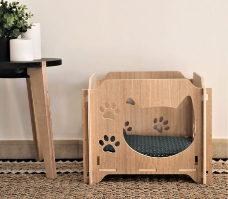 Niche en bois pour chat "Zkube" de Côté KUBE vue face