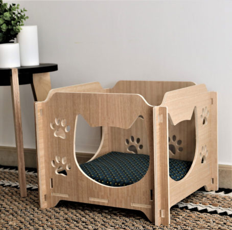 Niche en bois pour chat "Zkube" de Côté KUBE vue 3/4