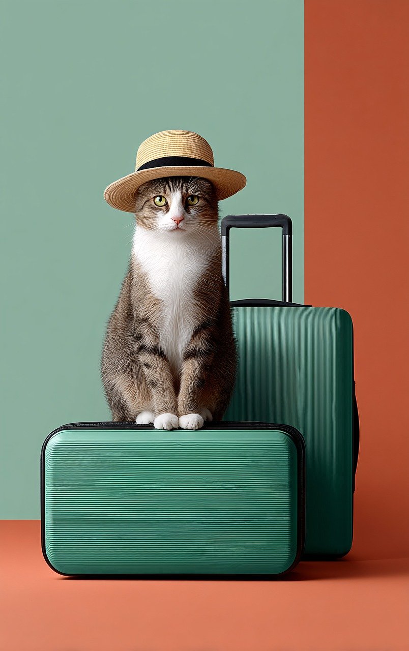 Chat sur les valises